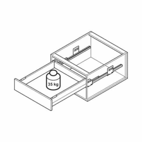 Sức chứa Bộ ngăn kéo Hafele 513.04.705 Matrix Box P35 16/92/500mm trắng mờ