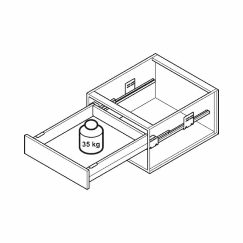 suc-chua-bo-ngan-keo-hafele-513-29-715 Sức chứa Bộ ngăn kéo Hafele 513.29.715 Matrix Box P35 PTO SC 16/60/1200/500 mm trắng mờ