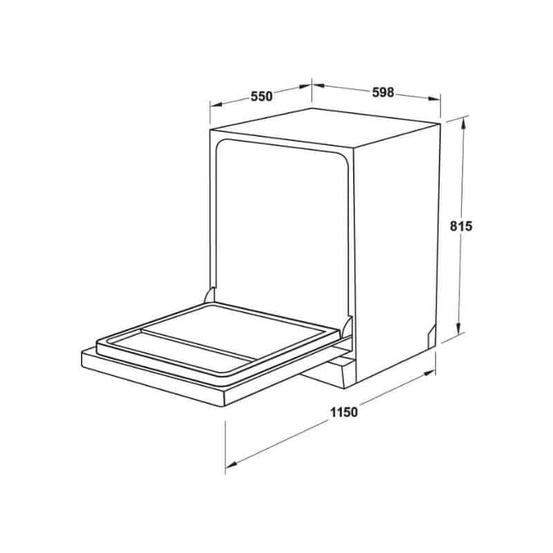 Kích thước của máy rửa bát âm tủ Hafele HDW-FI60AB Kích thước của máy rửa bát âm tủ Hafele HDW-FI60AB