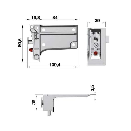 Bas treo tủ tường bên phải Hafele 290.41.920 4 Kích thước bas treo tủ tường bên phải Hafele 290.41.920