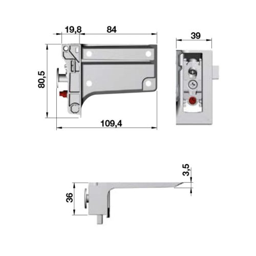 Bas treo tủ tường bên trái Hafele 290.41.921 3 Kích thước bas treo tủ tường bên trái Hafele 290.41.921
