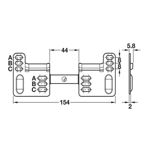 Đế gắn tường cho bas treo tủ Hafele 290.41.991 3 Kích thước đế gắn tường cho bas treo tủ Hafele 290.41.991