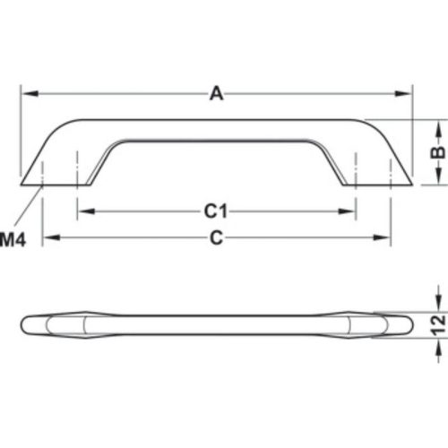 Tay nắm tủ 212mm H1510 Hafele 106.61.014 4 Kích thước tay nắm tủ 212mm H1510 Hafele 106.61.014