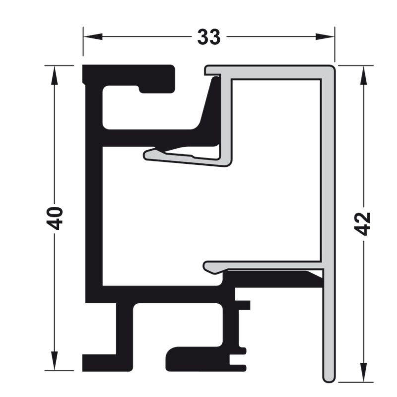 Kích thước thanh nhôm gắn tường dài 1200mm Hafele 521.00.012 Kích thước thanh nhôm gắn tường dài 1200mm Hafele 521.00.012