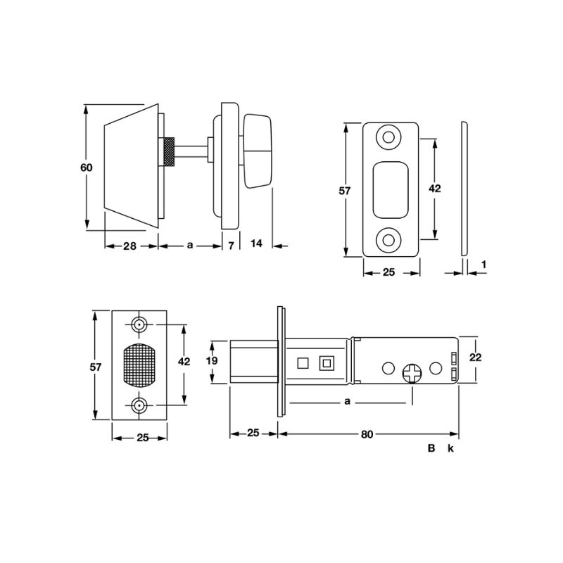 Thiết kế của khóa cóc 1 đầu chìa 1 đầu vặn loại nhỏ Hafele 911.22.395 Thiết kế của khóa cóc 1 đầu chìa 1 đầu vặn loại nhỏ Hafele 911.22.395