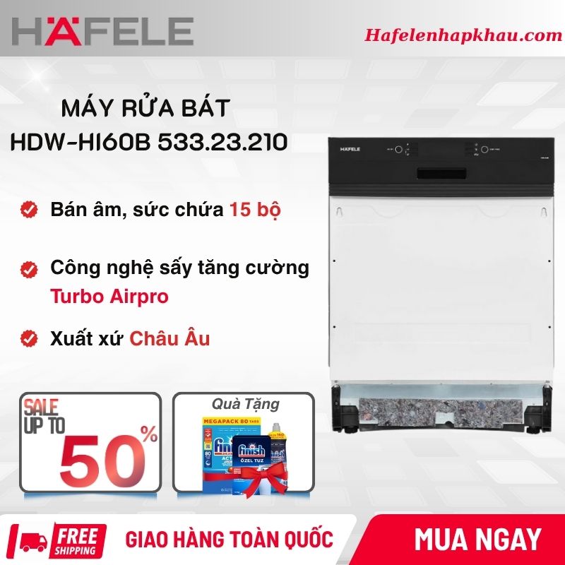 Máy rửa chén bán âm Hafele HDW-HI60B 533.23.210 Máy rửa chén bán âm Hafele HDW-HI60B 533.23.210