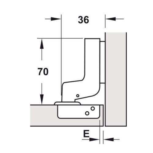 Bản lề Metalla SM 95° lọt lòng Hafele 308.03.005 3 Kích thước bản lề Metalla SM 95° lọt lòng Hafele 308.03.005