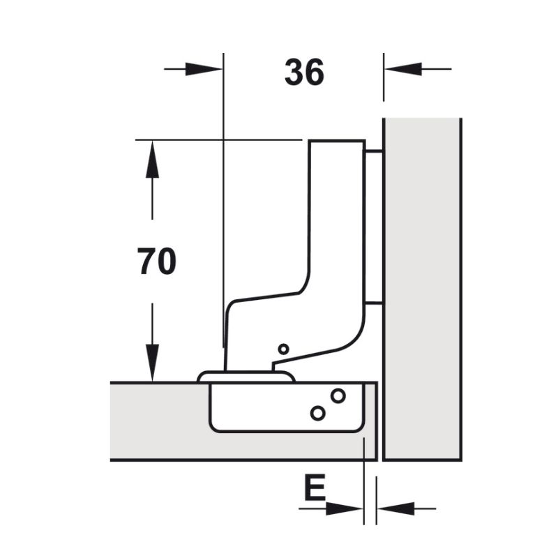 Kích thước bản lề Metalla SM 95° lọt lòng Hafele 308.03.005 Kích thước bản lề Metalla SM 95° lọt lòng Hafele 308.03.005