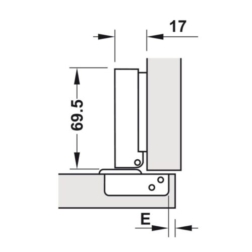 Kích thước bản lề trùm ngoài Metalla A DIY 110º Hafele 493.03.021