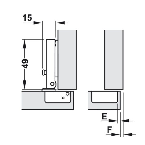 Bản lề trùm ngoài Metalla Mini A 110º Hafele 311.01.070 3 Kích thước bản lề trùm ngoài Metalla Mini A 110º Hafele 311.01.070