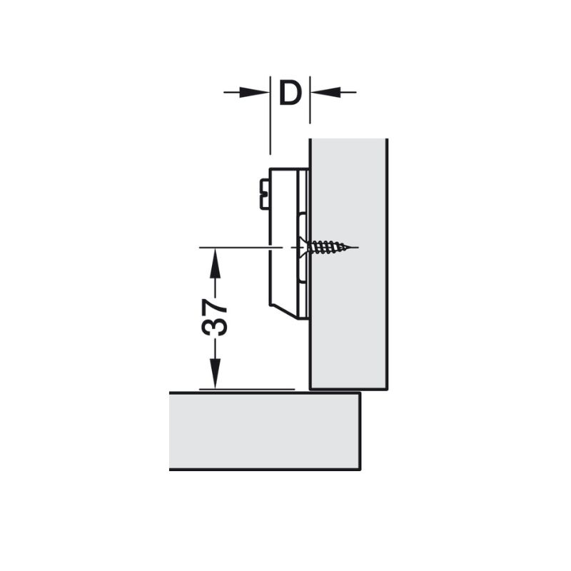 Kích thước đế bản lề tủ Metalla A 310A Hafele 311.03.104 Kích thước đế bản lề tủ Metalla A 310A Hafele 311.03.104