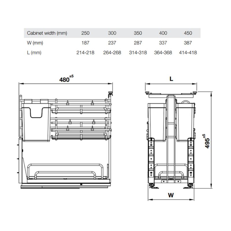 Kích thước giá dao thớt Inox 304 Hafele Omero 547.11.002 250mm Kích thước giá dao thớt Inox 304 Hafele Omero 547.11.002 250mm