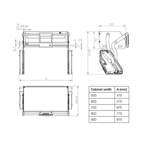 Kệ nâng hạ Hafele 504.68.376 Utensio 1 tầng 800 mm 5 kich thuoc ke nang ha hafele 504.68.376 utensio 1 tang 800 mm