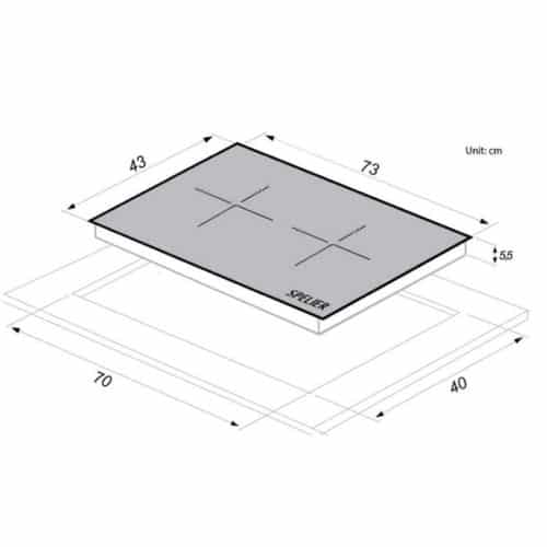 Kích thước của BẾP TỪ ĐÔI SPELIER SPM-728I Plus