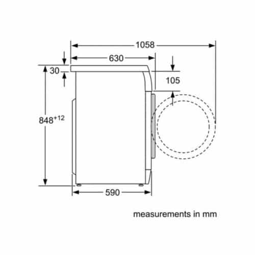 Kích thước máy giặt quần áo Bosch WAS28448SG