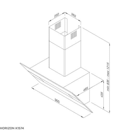 Kích thước máy hút khói khử mùi MALLOCA HORIZON K1574