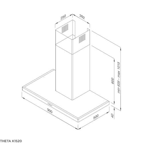 Kích thước máy hút khói khử mùi MALLOCA THETA K1520