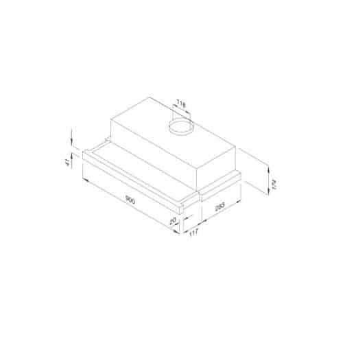 Kích thước máy hút mùi âm tủ MALLOCA K1509