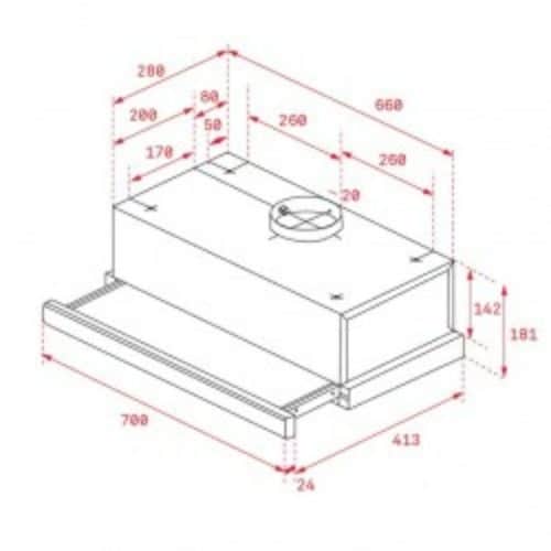 Kích thước của Máy hút mùi âm tủ Teka TLR2 72 SS