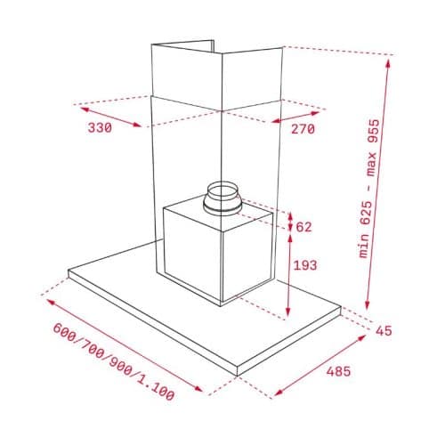 Kích thước của Máy hút mùi TEKA DLH 986 T