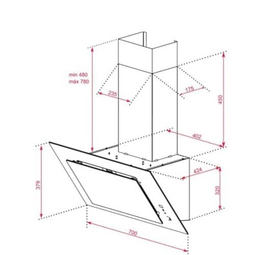 Kích thước của Máy hút mùi TEKA DVT 78660 TBS BK