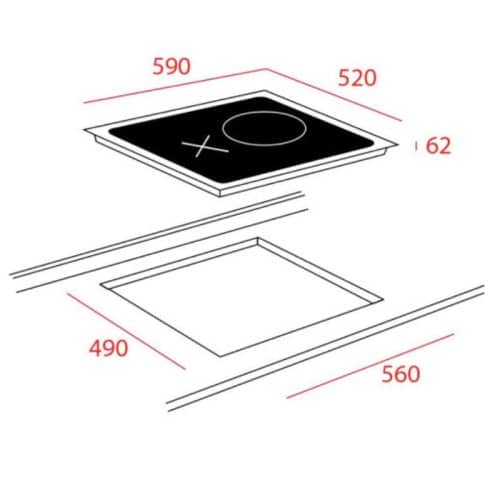 Kích thước của Bếp điện từ TEKA HIF6021S (+ Grill Pan rời)
