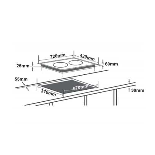 Kích thước của Bếp từ đôi Chefs EH-DIH336