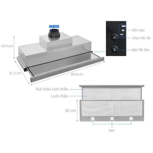Kích thước của Máy hút mùi pull out Teka CNL 9610