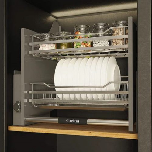 Rổ bát đĩa di động lướt dẹt Lento Hafele 504.76.015 Inox 304