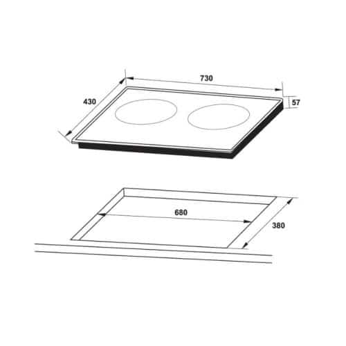 Kích thước bếp từ đôi Hafele HC-I3732A 536.61.736