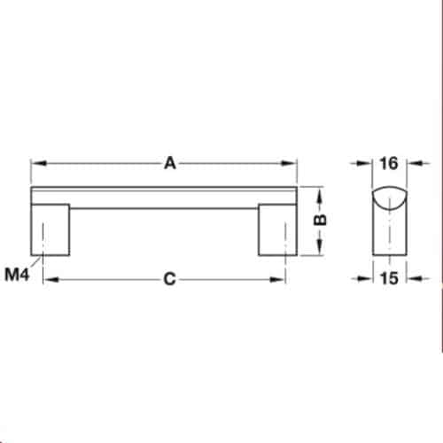 Tay nắm nhôm 140mm Hafele 110.74.922 3 Tay Nắm Nhôm 140mm Hafele 110.74.922