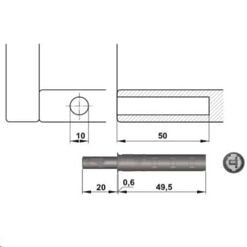 Nêm nhấn vừa đầu cao su Hafele 356.12.313