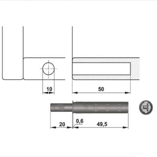 Nêm nhấn vừa đầu cao su Hafele 356.12.513 3 Nêm nhấn vừa đầu cao su Hafele 356.12.513