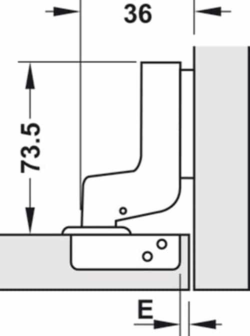 Bản lề lọt lòng Metalla A DIY 110º Hafele 493.03.025 3 Kích thước của Bản lề lọt lòng Metalla A DIY 110º Hafele 493.03.025