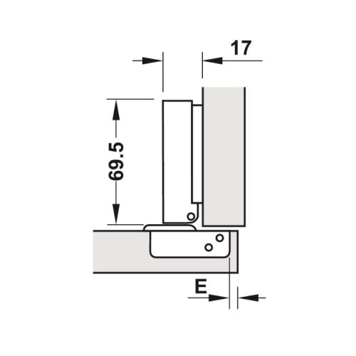 Bản lề Metalla SM 95° trùm ngoài Hafele 308.03.003 3 Kích thước bản lề Metalla SM 95° trùm ngoài Hafele 308.03.003