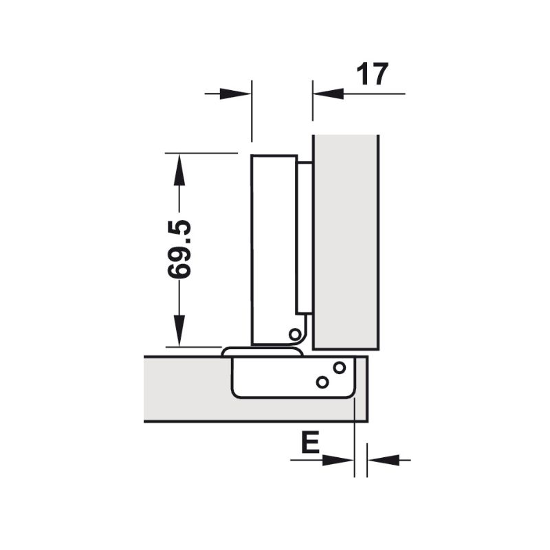 Kích thước bản lề Metalla SM 95° trùm ngoài Hafele 308.03.003 Kích thước bản lề Metalla SM 95° trùm ngoài Hafele 308.03.003