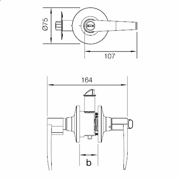 Kích thước của Khóa tay nắm gạt cửa vệ sinh Hafele 489.10.174 Kích thước của Khóa tay nắm gạt cửa vệ sinh Hafele 489.10.174