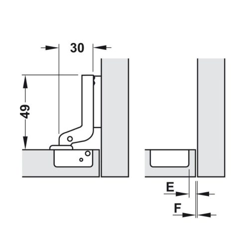 Bản lề lọt lòng metalla mini A 110º Hafele 311.01.072 3 Kích thước bản lề lọt lòng metalla mini A 110º Hafele 311.01.072