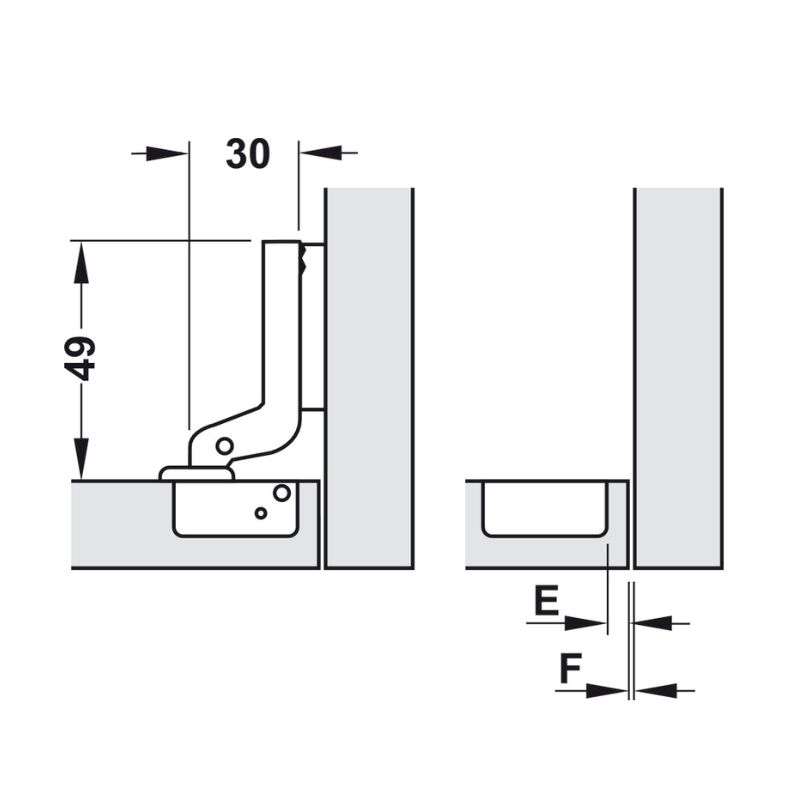 Kích thước bản lề lọt lòng metalla mini A 110º Hafele 311.01.072 Kích thước bản lề lọt lòng metalla mini A 110º Hafele 311.01.072