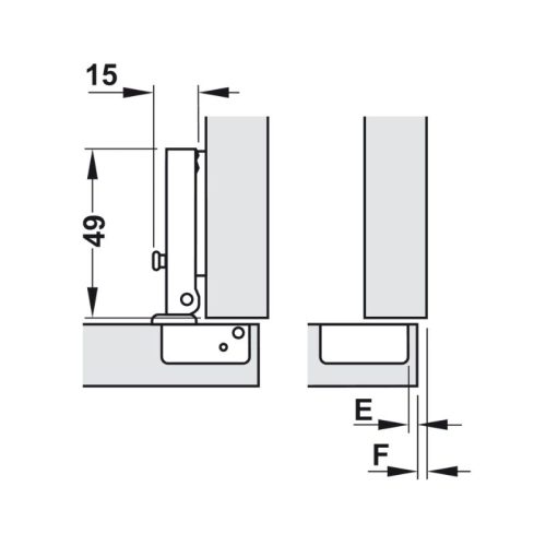 Bản lề trùm ngoài metalla mini A 110º Hafele 311.01.070 3 Kích thước bản lề trùm ngoài metalla mini A 110º Hafele 311.01.070