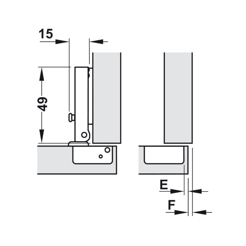 Kích thước bản lề trùm ngoài metalla mini A 110º Hafele 311.01.070 Kích thước bản lề trùm ngoài metalla mini A 110º Hafele 311.01.070