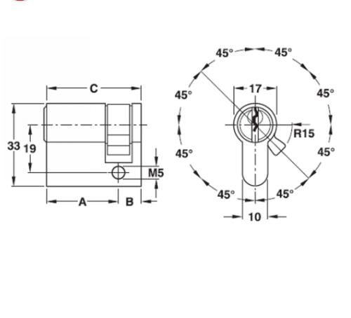 Ruột khóa 1 đầu Hafele 916.00.654