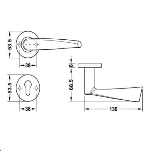 Tay nắm gạt cửa vệ sinh Hafele 903.93.636 3 Kích thước của Tay nắm gạt cửa vệ sinh Hafele 903.93.636