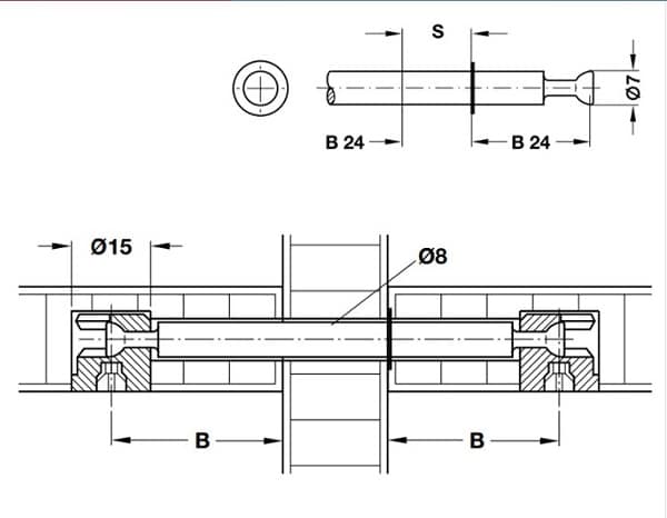 Kích thước của Thân ốc liên kết Hafele 262.27.805 Kích thước của Thân ốc liên kết Hafele 262.27.805