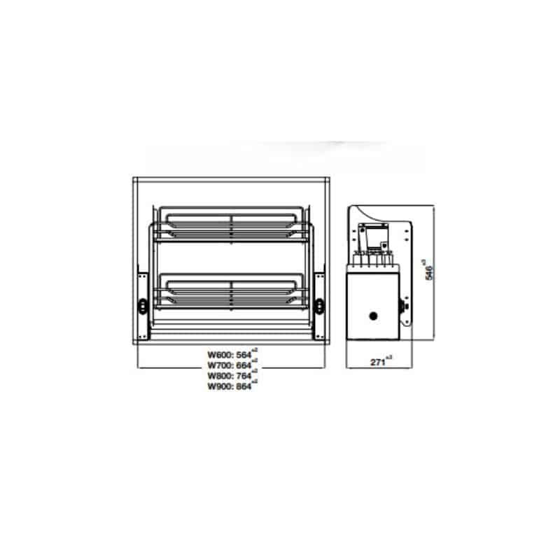 Bộ rổ nâng hạ Hafele Oria 504.76.705 700mm Bộ rổ nâng hạ Hafele Oria 504.76.705 700mm