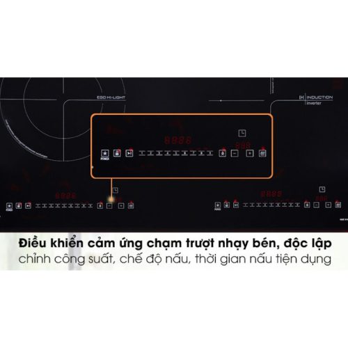 Bảng điều khiển bếp từ kết hợp hồng ngoại Pramie PRMY-2108 2 vùng nấu lắp âm