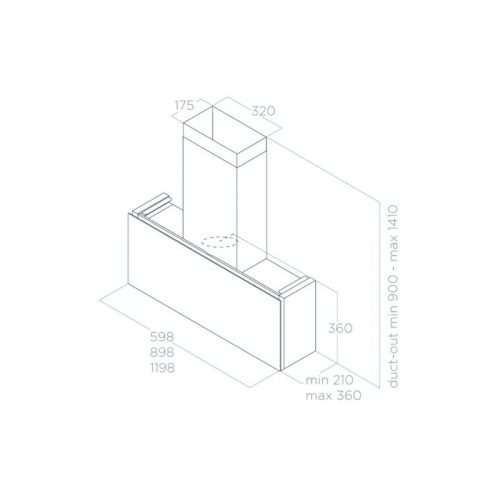 Kích thước máy hút mùi áp tường Elica RULES DEKT/F/90 PRF0163754