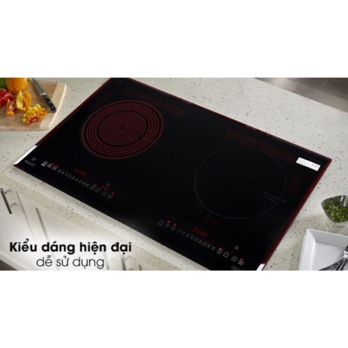 Thiết kế bếp từ kết hợp hồng ngoại Pramie PRMY-2105 2 vùng nấu lắp âm