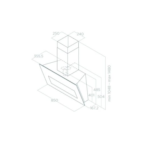 Kích thước máy hút mùi áp tường Elica PRF0164459
