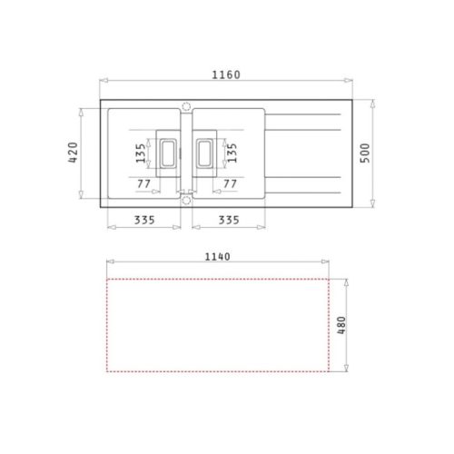Thiết kế của chậu rửa chén đá 2 hố Elica Pyragranite Kartesio 2B 1D Carbon 0700055111